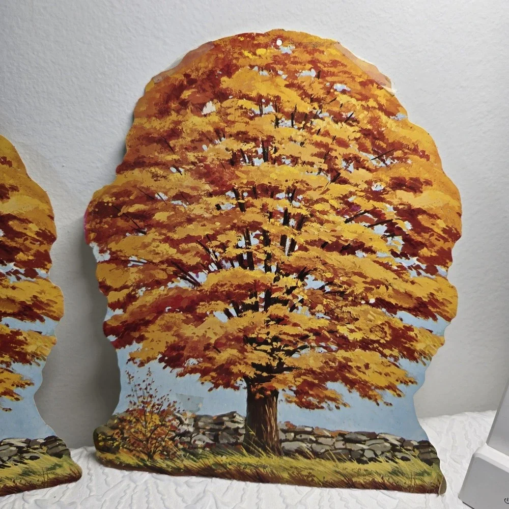 Vintage Eureka Thanksgiving Fall Die Cut Cutout Landscape Wall Decorations Lot 2